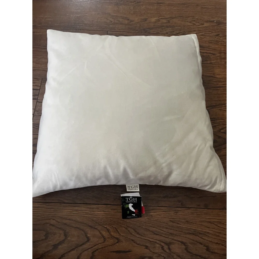 TGH Tessitura Throw Pillow 20x20 Beige Suede Velvet Linen Made In Italy